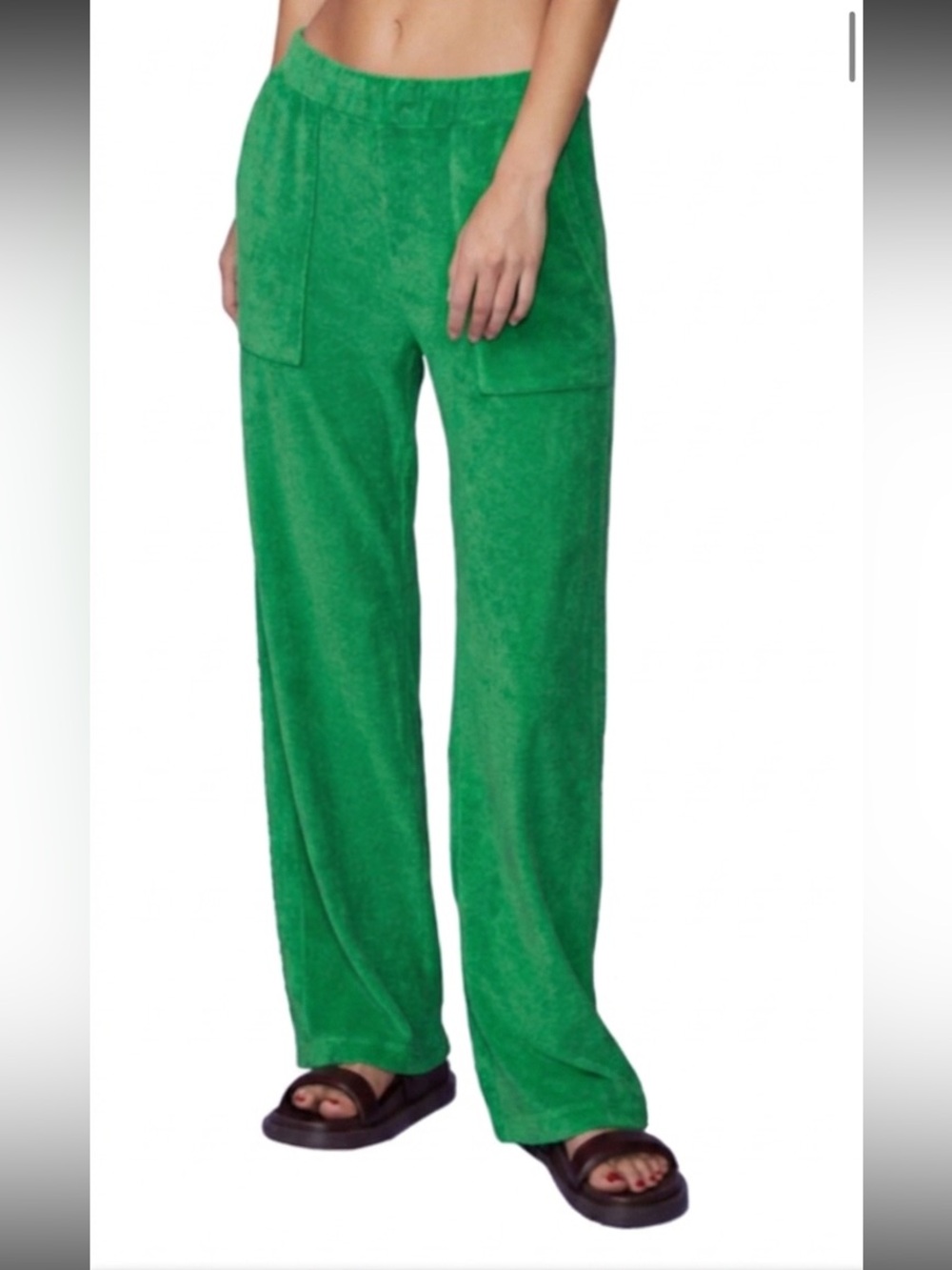 Monrow Terry Cloth Patch Pocket Pant Green Size Small